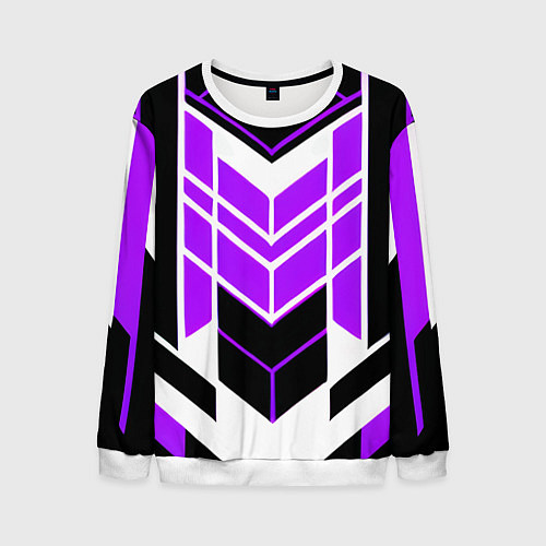 Мужской свитшот Purple and black stripes on a white background / 3D-Белый – фото 1