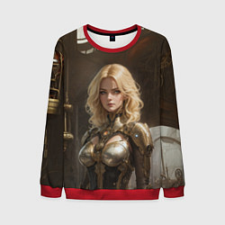 Свитшот мужской Девушка стимпанковской броне, цвет: 3D-красный