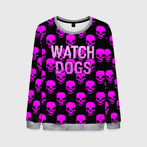 Мужской свитшот Watch dogs neon skull / 3D-Меланж – фото 1