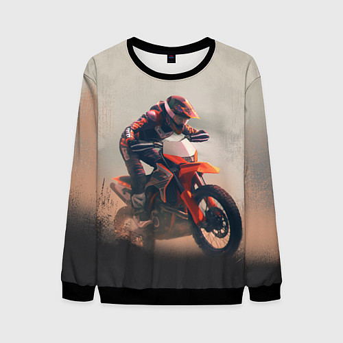 Мужской свитшот Мотоциклист - гонка / 3D-Черный – фото 1