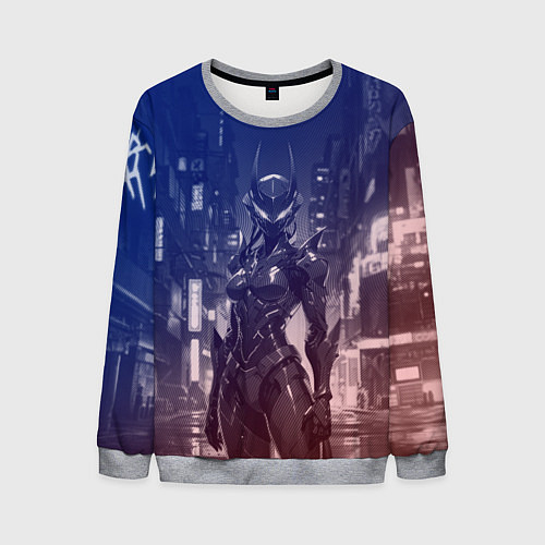 Мужской свитшот Девушка-киборг в футуристичной броне / 3D-Меланж – фото 1