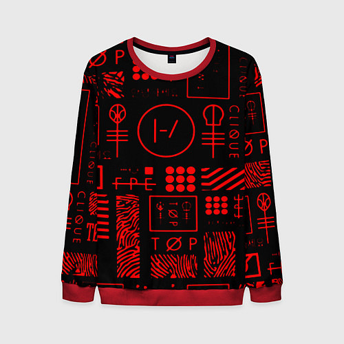 Мужской свитшот Twenty one pilots pattern rock / 3D-Красный – фото 1