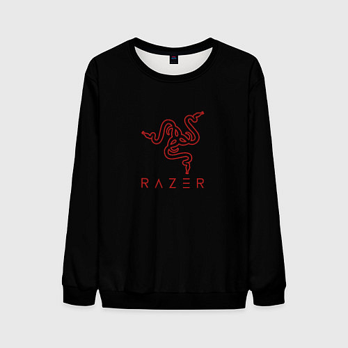 Мужской свитшот Razer red logo / 3D-Черный – фото 1