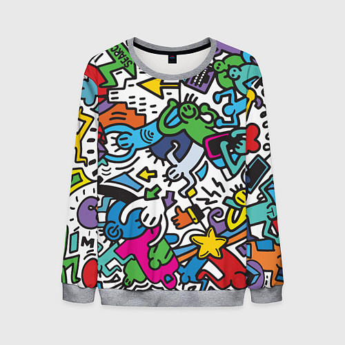 Мужской свитшот Странные разноцветные человечки / 3D-Меланж – фото 1