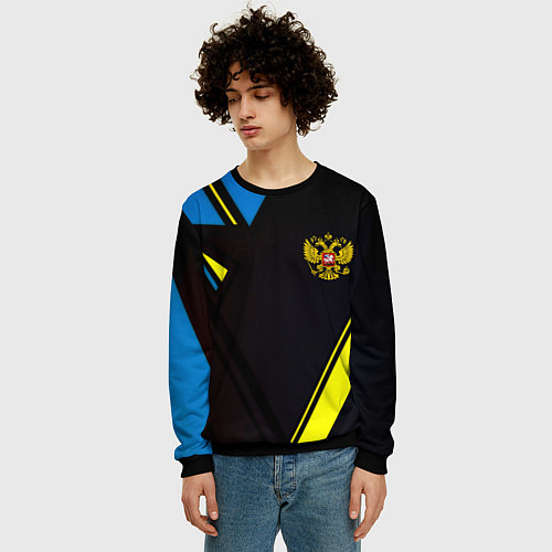 Мужской свитшот Имперская Россия спорт геомтерия / 3D-Черный – фото 3
