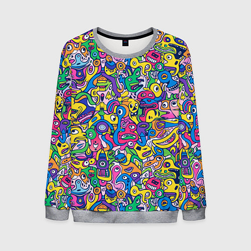 Мужской свитшот Рожицы разноцветные / 3D-Меланж – фото 1