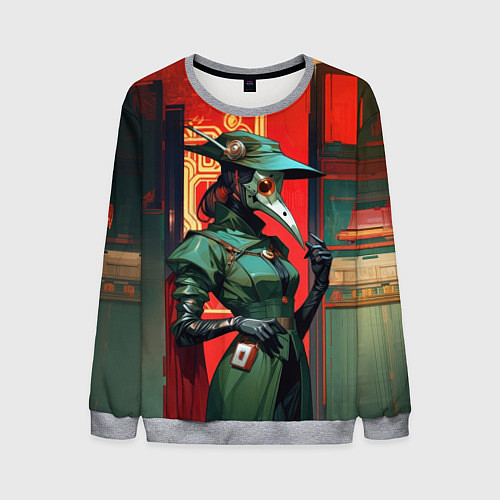 Мужской свитшот Винтажная девушка чумной доктор / 3D-Меланж – фото 1