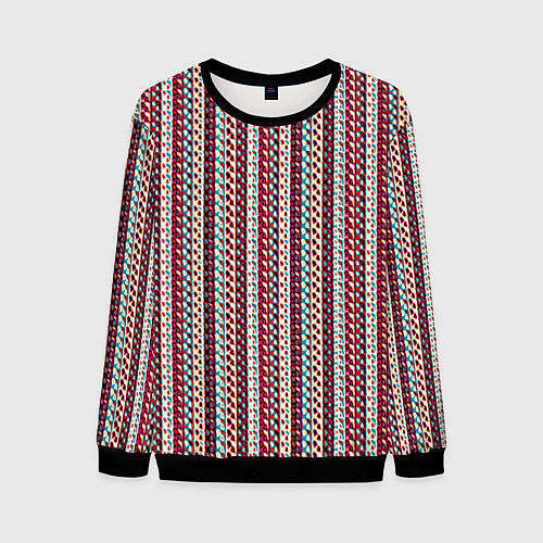Мужской свитшот Разноцветные полосы-узоры / 3D-Черный – фото 1
