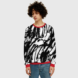 Свитшот мужской Чёрно-белая абстракция: нейросеть, цвет: 3D-красный — фото 2