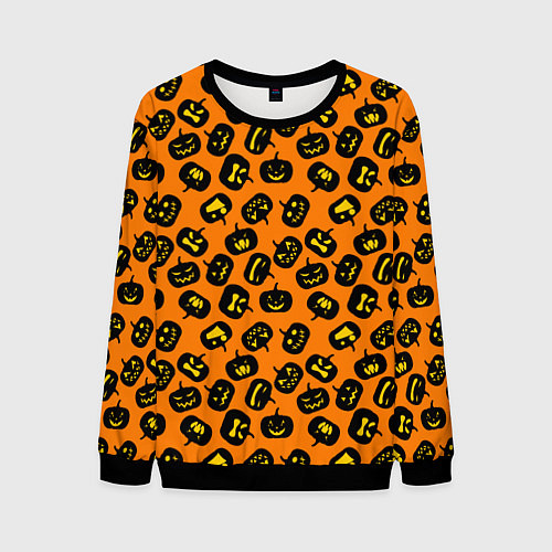 Мужской свитшот Тыквенный хэллоуин узор / 3D-Черный – фото 1