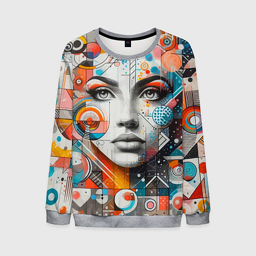 Мужской свитшот Лицо прекрасной девушки - граффити / 3D-Меланж – фото 1