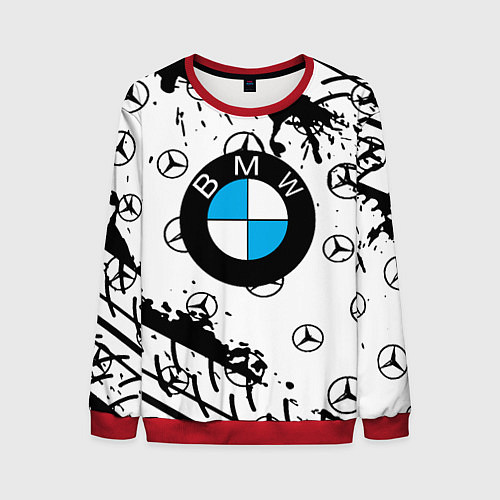 Мужской свитшот BMW x Mercedes краски / 3D-Красный – фото 1