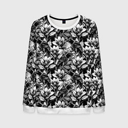 Свитшот мужской Вороны в цветах, цвет: 3D-белый
