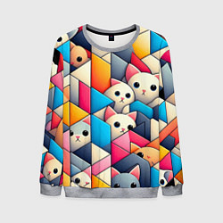 Мужской свитшот Geometric pattern with kittens - ai art