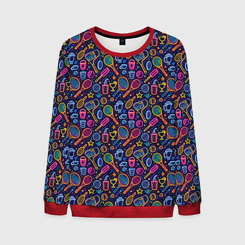 Мужской свитшот Яркий неоновый принт спортивный / 3D-Красный – фото 1