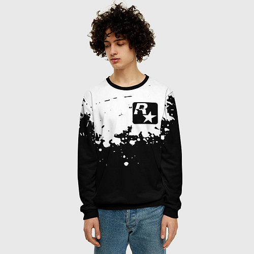 Мужской свитшот Рокстар краски / 3D-Черный – фото 3