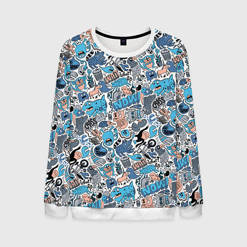 Мужской свитшот Дудл животные и монстры / 3D-Белый – фото 1