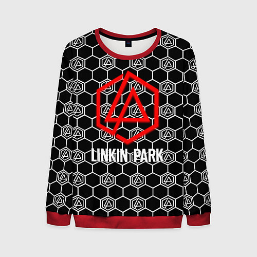 Мужской свитшот Linkin park logo pattern / 3D-Красный – фото 1