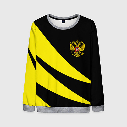 Мужской свитшот Россия текстура жёлтый / 3D-Меланж – фото 1