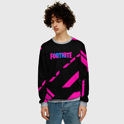 Свитшот мужской Fortnite geometry pink, цвет: 3D-меланж — фото 2