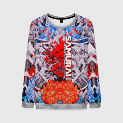 Свитшот мужской Cyberpunk 2077 samurai tatoo, цвет: 3D-меланж