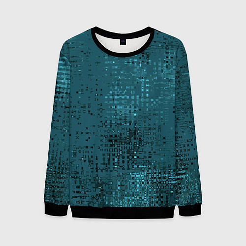 Мужской свитшот Тёмный бирюзовый абстракция однотонный / 3D-Черный – фото 1