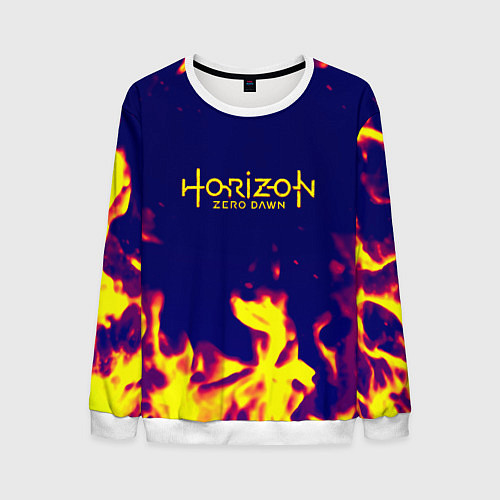 Мужской свитшот Horizon zero dawn flame yellow / 3D-Белый – фото 1
