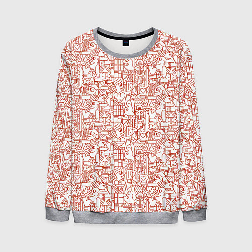 Мужской свитшот Дудл мужчина дарит сердце / 3D-Меланж – фото 1