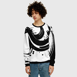 Свитшот мужской Чёрно-белая экспрессивная абстракция, цвет: 3D-черный — фото 2