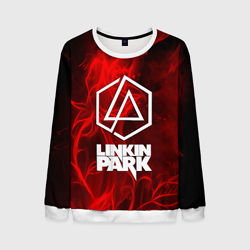 Мужской свитшот Linkin park fire flower / 3D-Белый – фото 1