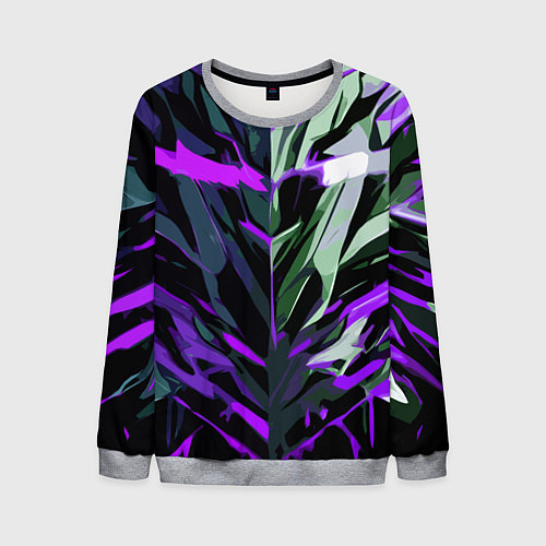 Мужской свитшот Хаотичная чёрно-фиолетово абстракция / 3D-Меланж – фото 1