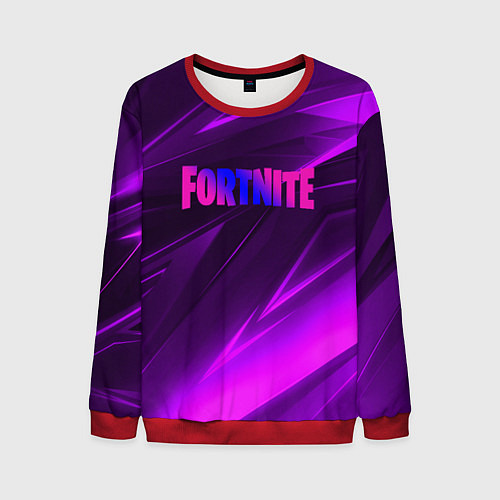 Мужской свитшот Fortnite neon stripes angles logo / 3D-Красный – фото 1