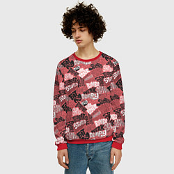 Свитшот мужской Полный придурок - паттерн с надписями, цвет: 3D-красный — фото 2