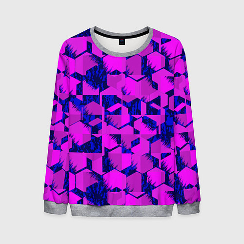 Мужской свитшот Абстракция темно фиолетовый геометрический фон / 3D-Меланж – фото 1