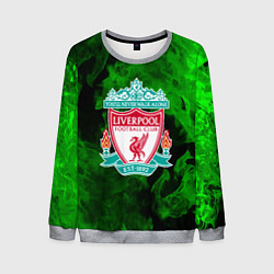 Свитшот мужской Liverpool green fire, цвет: 3D-меланж