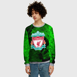 Свитшот мужской Liverpool green fire, цвет: 3D-меланж — фото 2