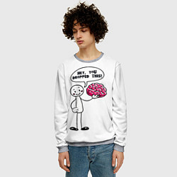 Свитшот мужской Мем с человечком - выпал мозг, цвет: 3D-меланж — фото 2