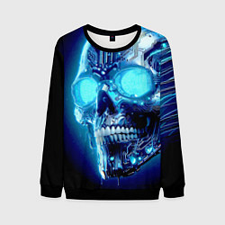 Мужской свитшот Neon cyber skull - ai art