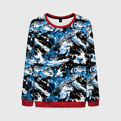 Мужской свитшот Выдры в речке на волнах - паттерн