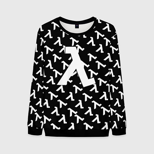 Мужской свитшот Half liife logo pattern / 3D-Черный – фото 1