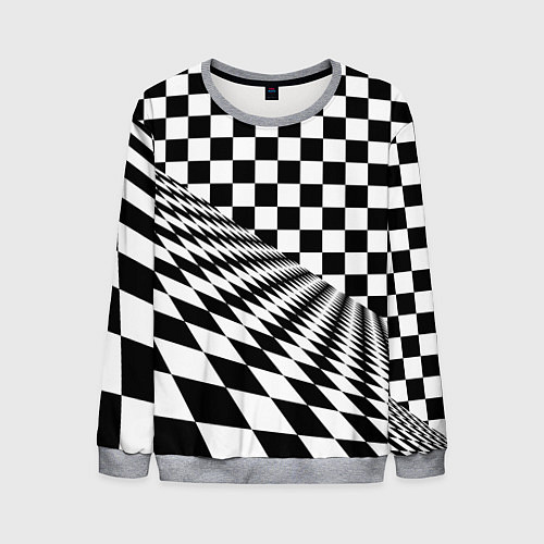 Мужской свитшот Шахматная психоделика иллюзия / 3D-Меланж – фото 1