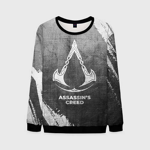 Мужской свитшот Assassins Creed - grey gradient / 3D-Черный – фото 1