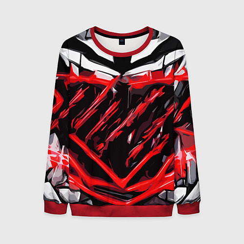 Мужской свитшот Red and white abstraction on a black background / 3D-Красный – фото 1