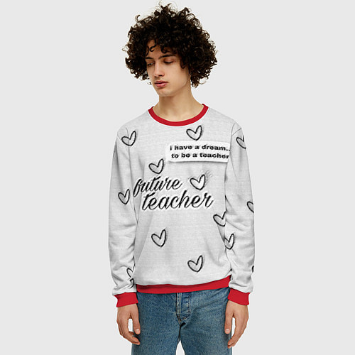 Мужской свитшот Надпись будущий учитель / 3D-Красный – фото 3