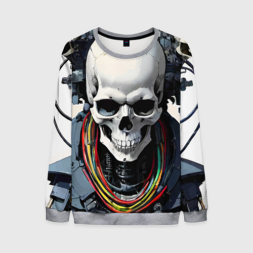 Мужской свитшот Cool cyber skull - ai art fantasy / 3D-Меланж – фото 1