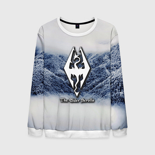 Мужской свитшот Cкайрим зима / 3D-Белый – фото 1