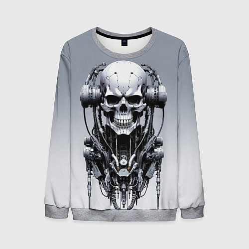 Мужской свитшот Cool cyber skull - ai art fantasy / 3D-Меланж – фото 1