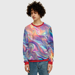 Свитшот мужской Перламутровый голографический градиент, цвет: 3D-красный — фото 2