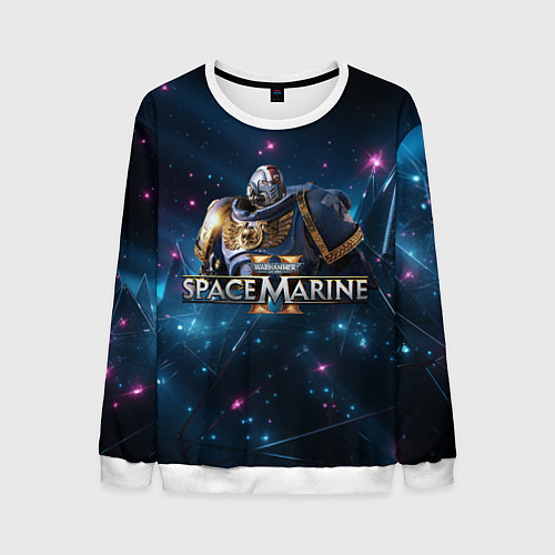 Мужской свитшот Warhammer 40000 space marine 2 ультрамарин в броне / 3D-Белый – фото 1
