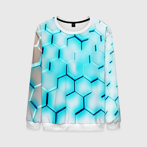 Мужской свитшот Неоновая броня соты / 3D-Белый – фото 1